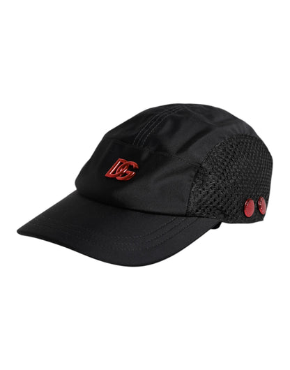 Dolce &amp; Gabbana Black Nylon DG Logo 6 Panels Baseball Cap