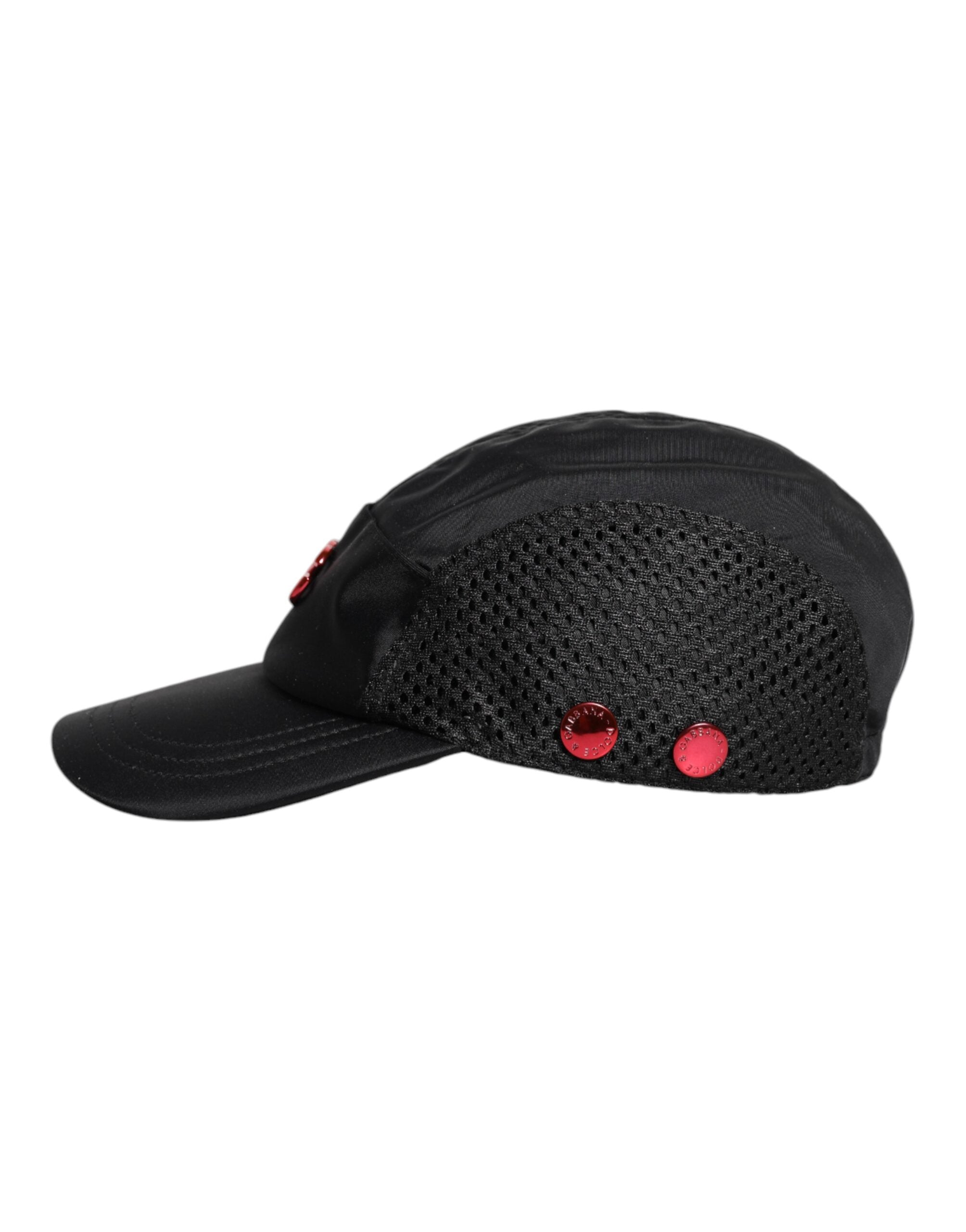 Dolce &amp; Gabbana Black Nylon DG Logo 6 Panels Baseball Cap
