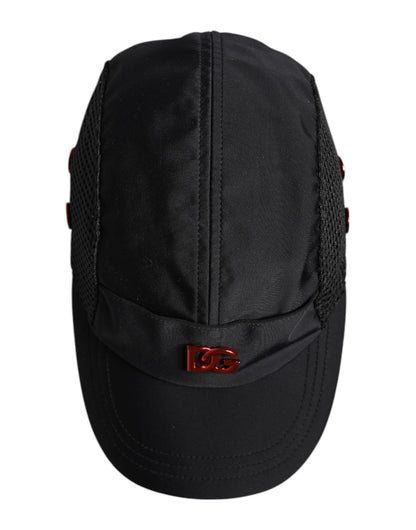 Dolce &amp; Gabbana Black Nylon DG Logo 6 Panels Baseball Cap