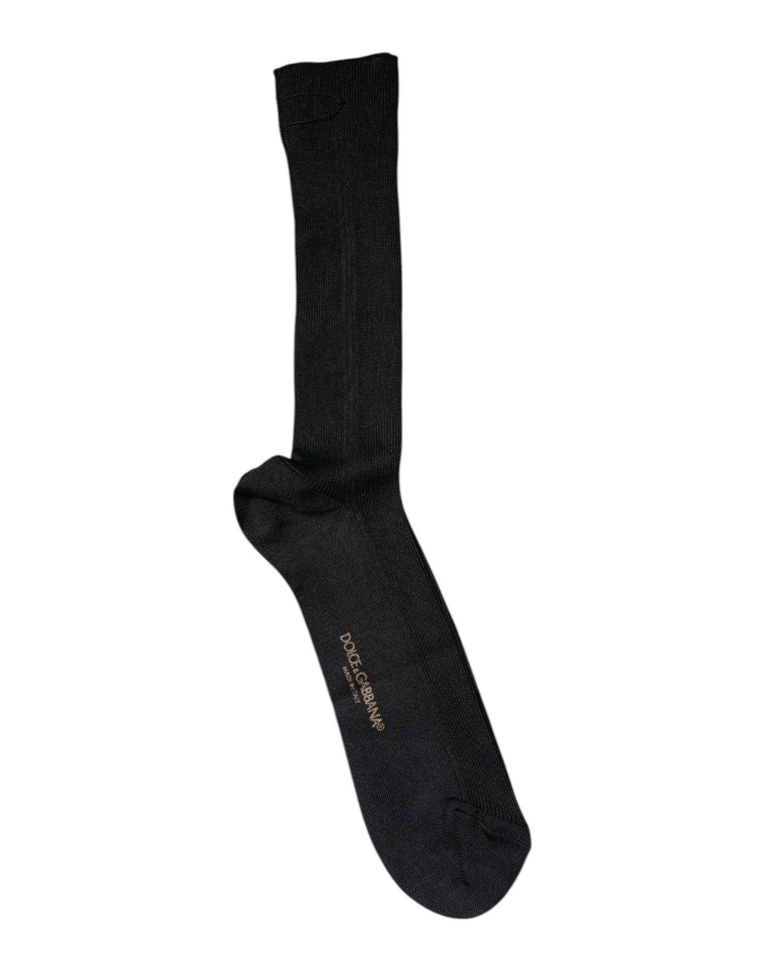 Dolce &amp; Gabbana Black Cotton DG Logo Mid Calf Men Socks