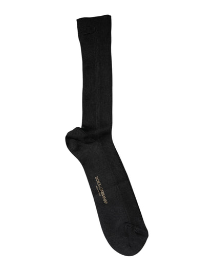Dolce &amp; Gabbana Black Cotton DG Logo Mid Calf Men Socks