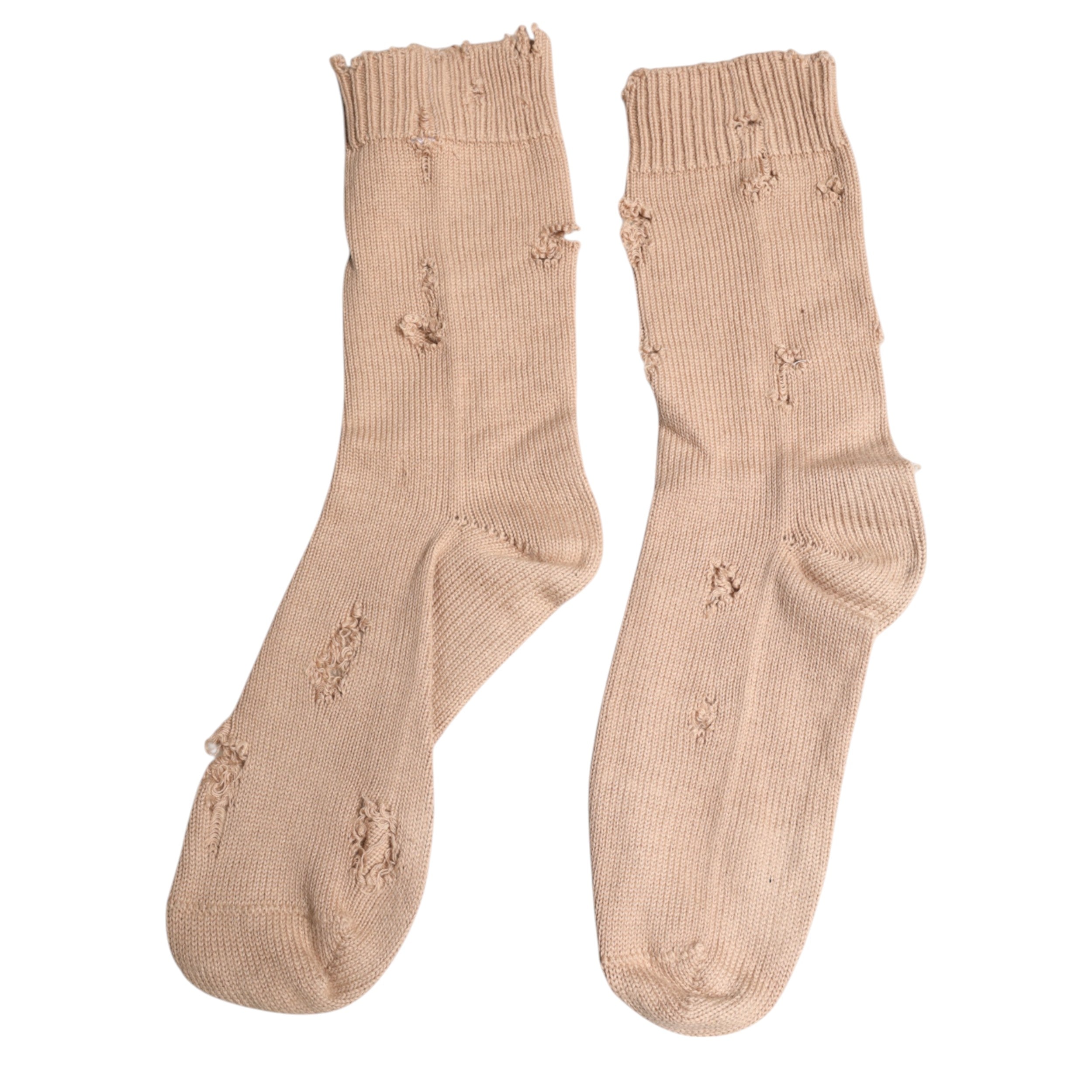 Dolce &amp; Gabbana Beige Solid Stretch Mid Calf Men Socks