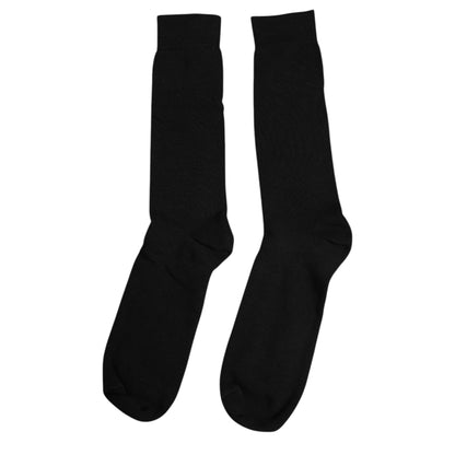 Dolce &amp; Gabbana Black Solid Cotton Mid Calf Men Socks
