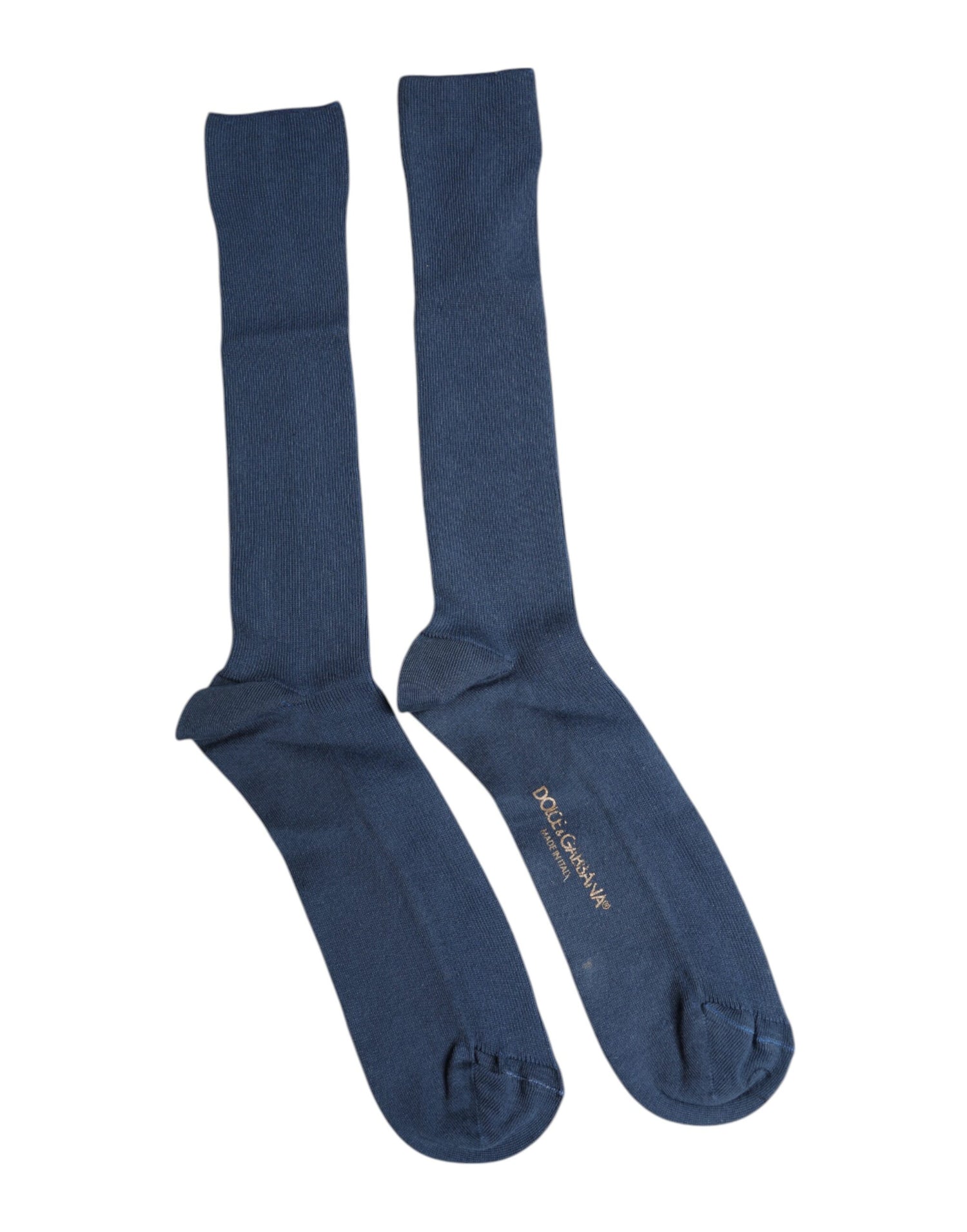 Dolce &amp; Gabbana Blue Cotton DG Logo Over The Calf Socks