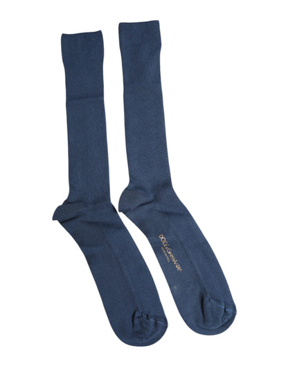 Dolce &amp; Gabbana Blue Cotton DG Logo Over The Calf Socks