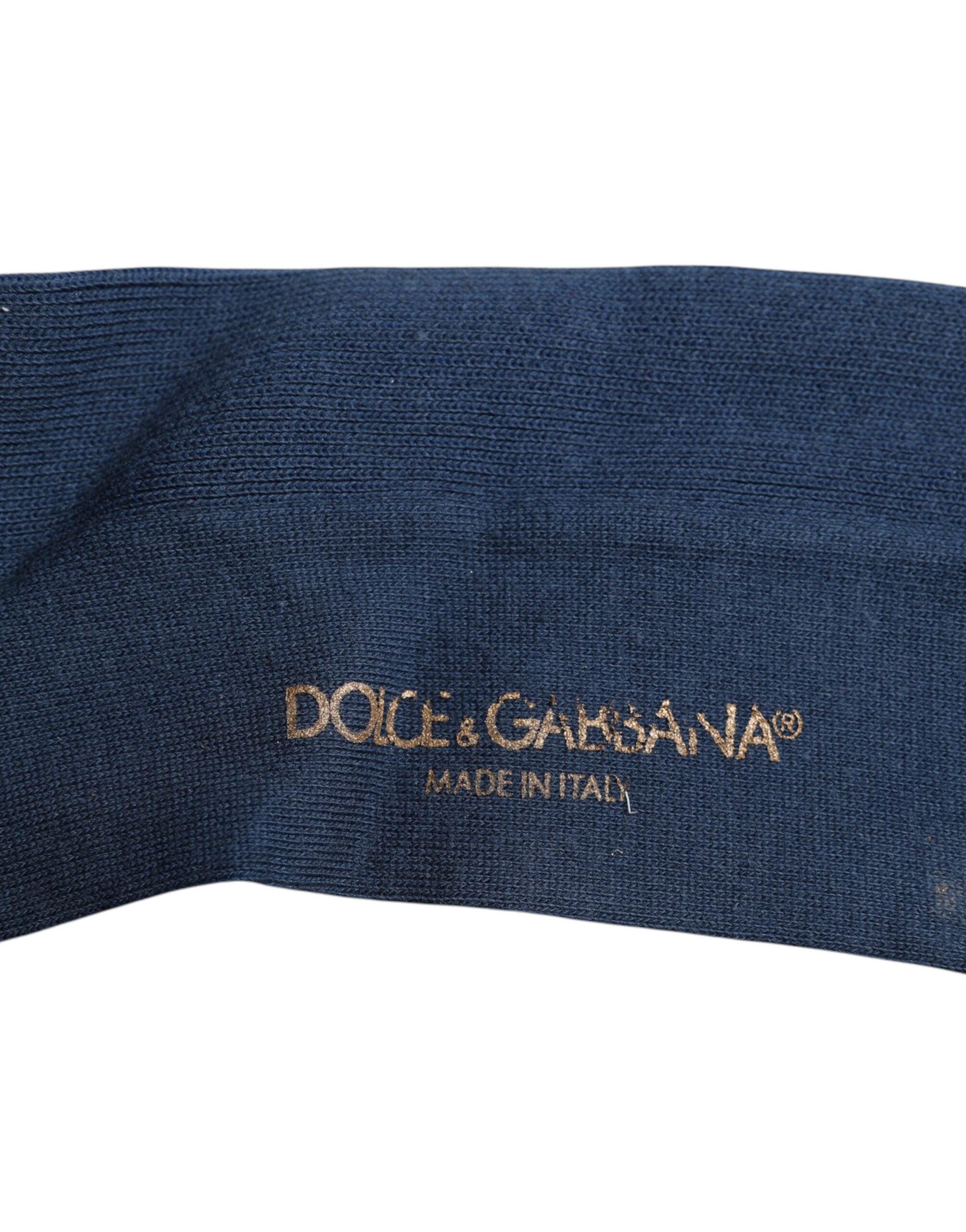 Dolce &amp; Gabbana Blue Cotton DG Logo Over The Calf Socks