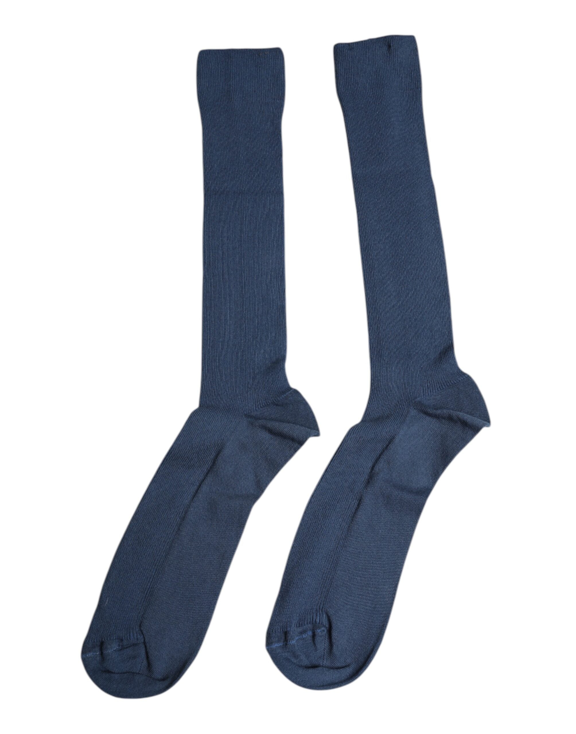Dolce &amp; Gabbana Blue Cotton DG Logo Over The Calf Socks