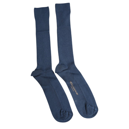 Dolce &amp; Gabbana Blue Cotton DG Logo Over The Calf Socks