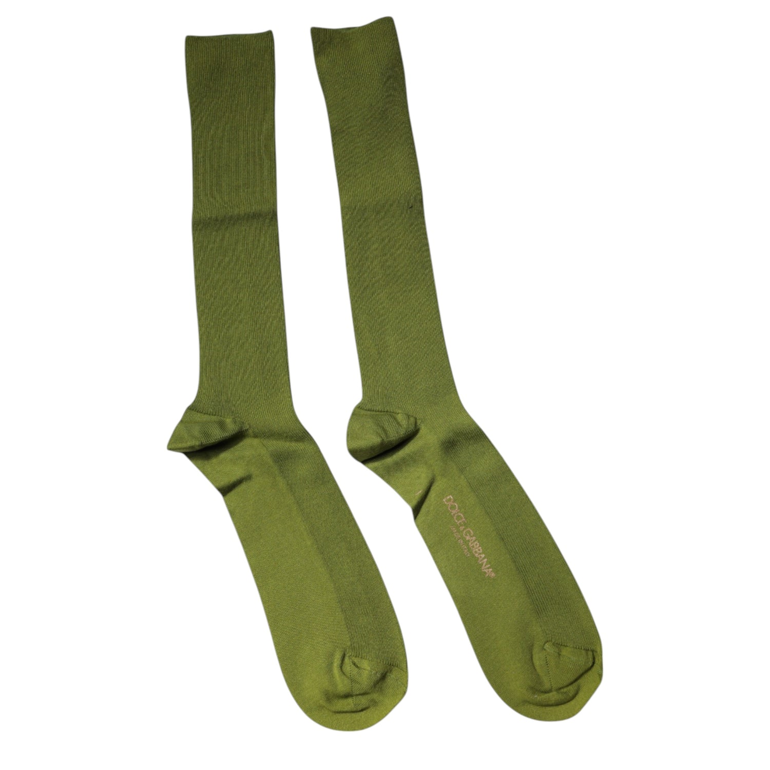 Dolce &amp; Gabbana Green Cotton Logo Over The Calf Socks