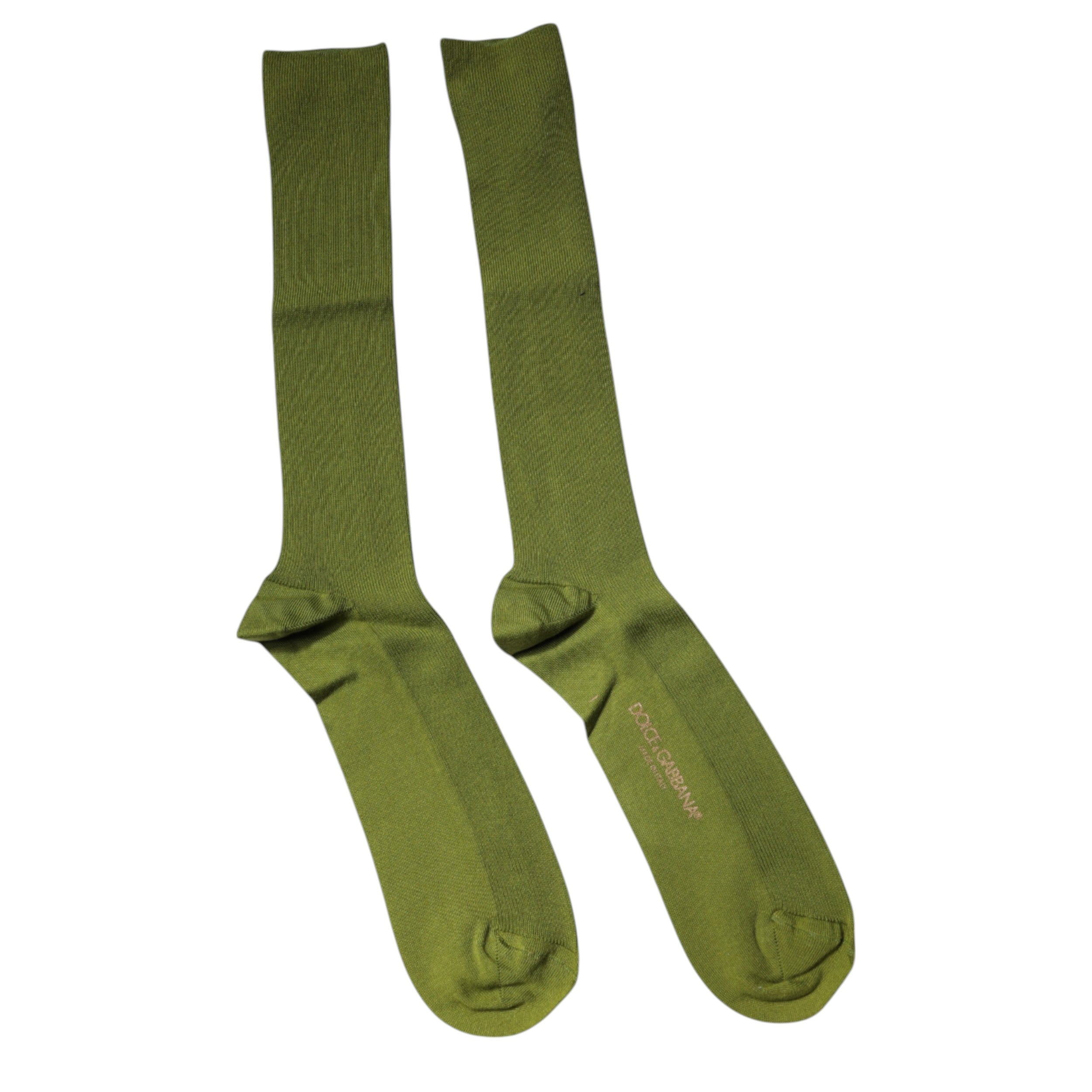 Dolce &amp; Gabbana Green Cotton Logo Over The Calf Socks