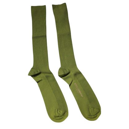 Dolce &amp; Gabbana Green Cotton Logo Over The Calf Socks