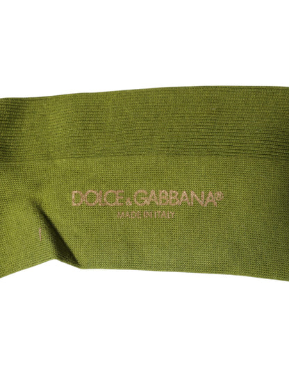 Dolce &amp; Gabbana Green Cotton Logo Over The Calf Socks