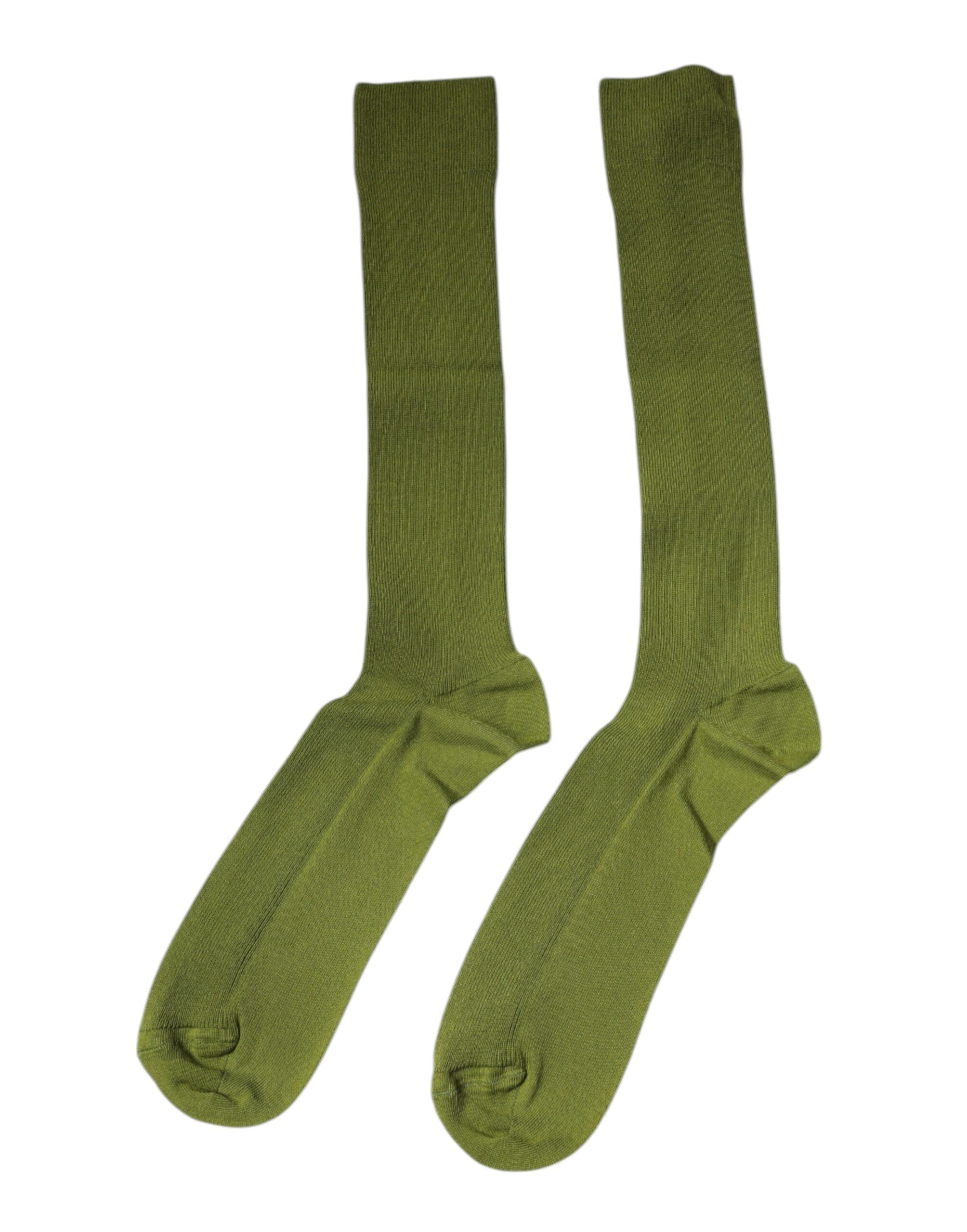 Dolce &amp; Gabbana Green Cotton Logo Over The Calf Socks