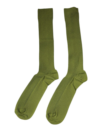 Dolce &amp; Gabbana Green Cotton Logo Over The Calf Socks