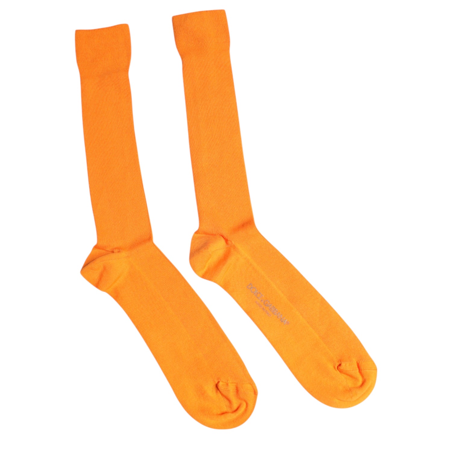 Dolce &amp; Gabbana Orange Cotton Logo Over The Calf Socks