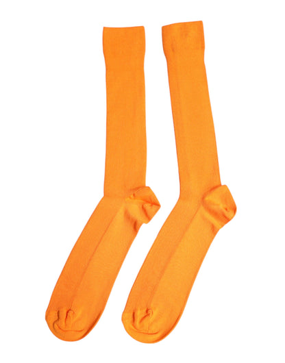 Dolce &amp; Gabbana Orange Cotton Logo Over The Calf Socks