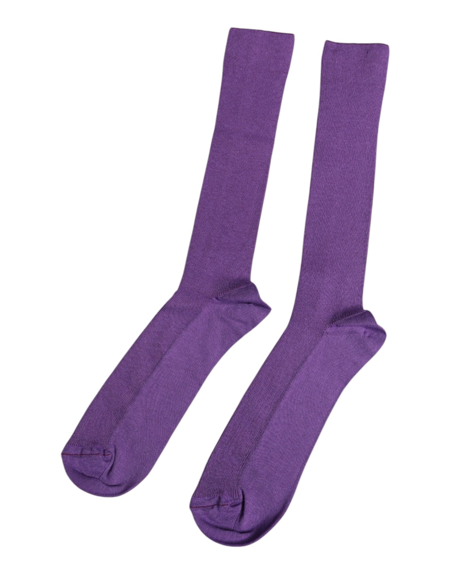 Dolce &amp; Gabbana Purple Cotton Logo Over The Calf Socks