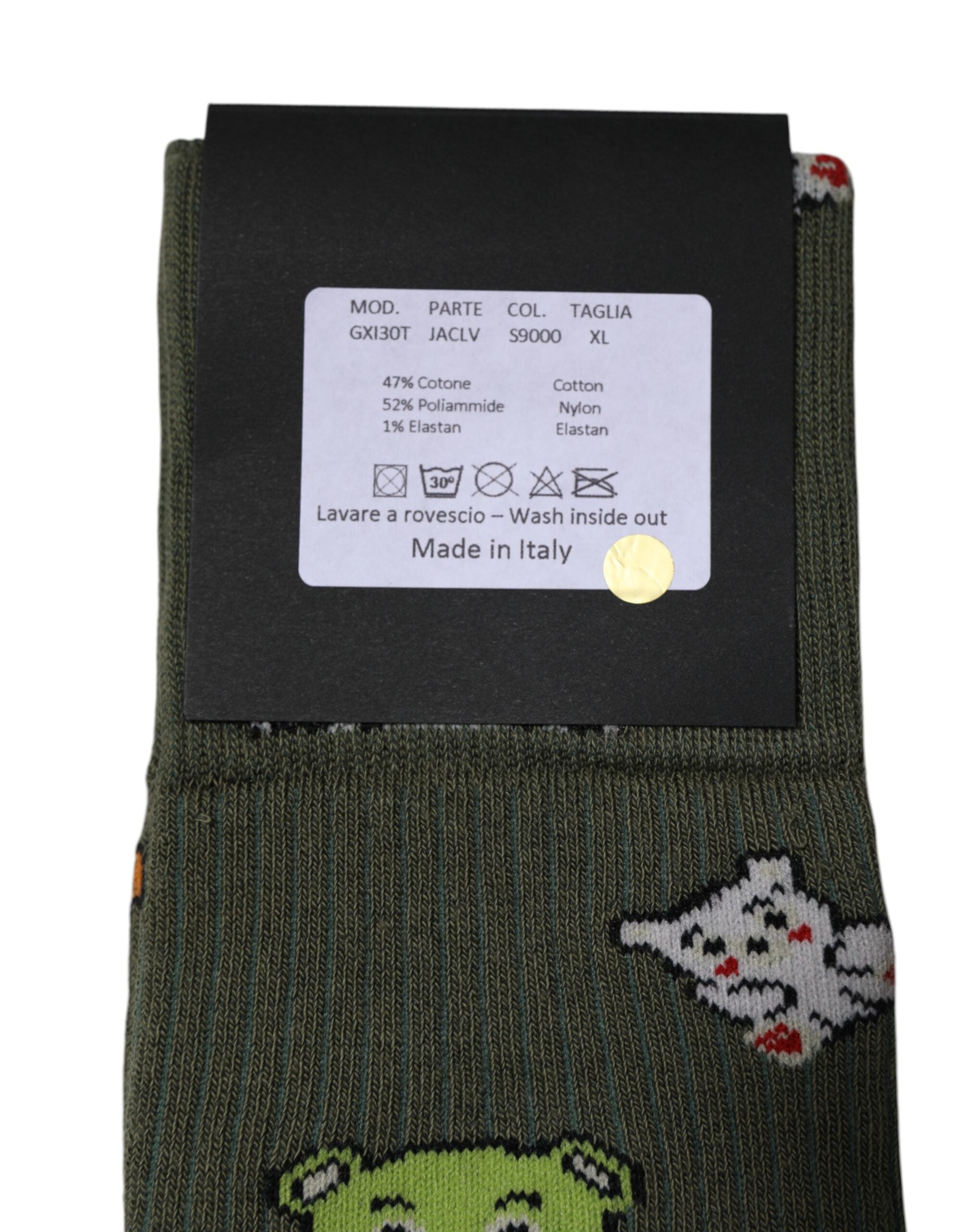 Dolce &amp; Gabbana Green Nylon DG Bear Printed Mid Calf Socks