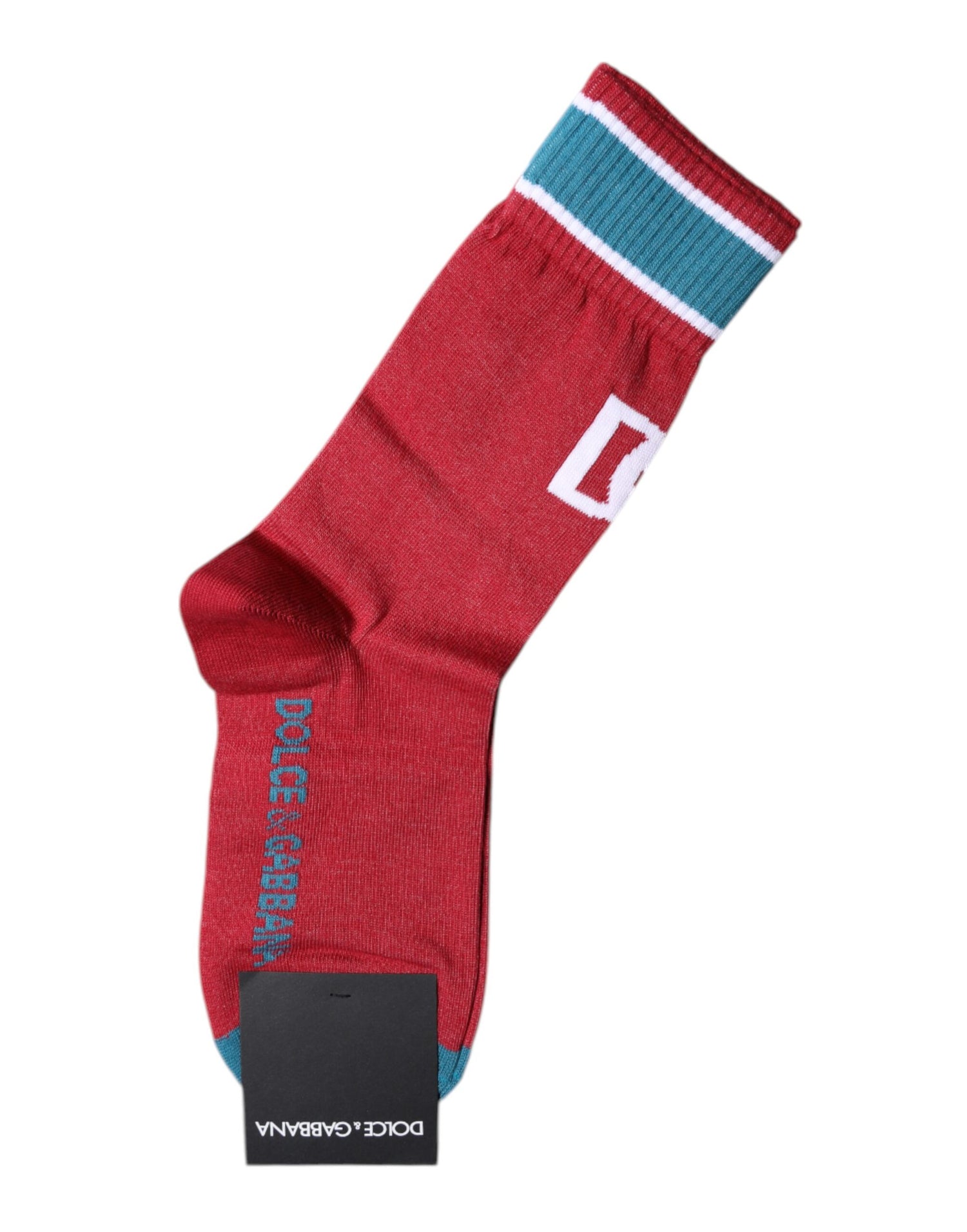 Dolce &amp; Gabbana Red Cotton DG Logo Print Mid Calf Socks