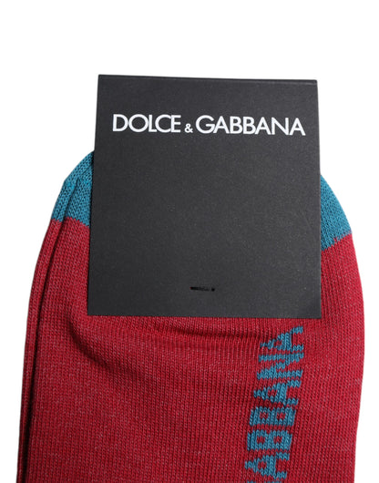 Dolce &amp; Gabbana Red Cotton DG Logo Print Mid Calf Socks