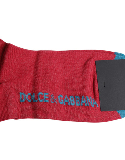 Dolce &amp; Gabbana Red Cotton DG Logo Print Mid Calf Socks