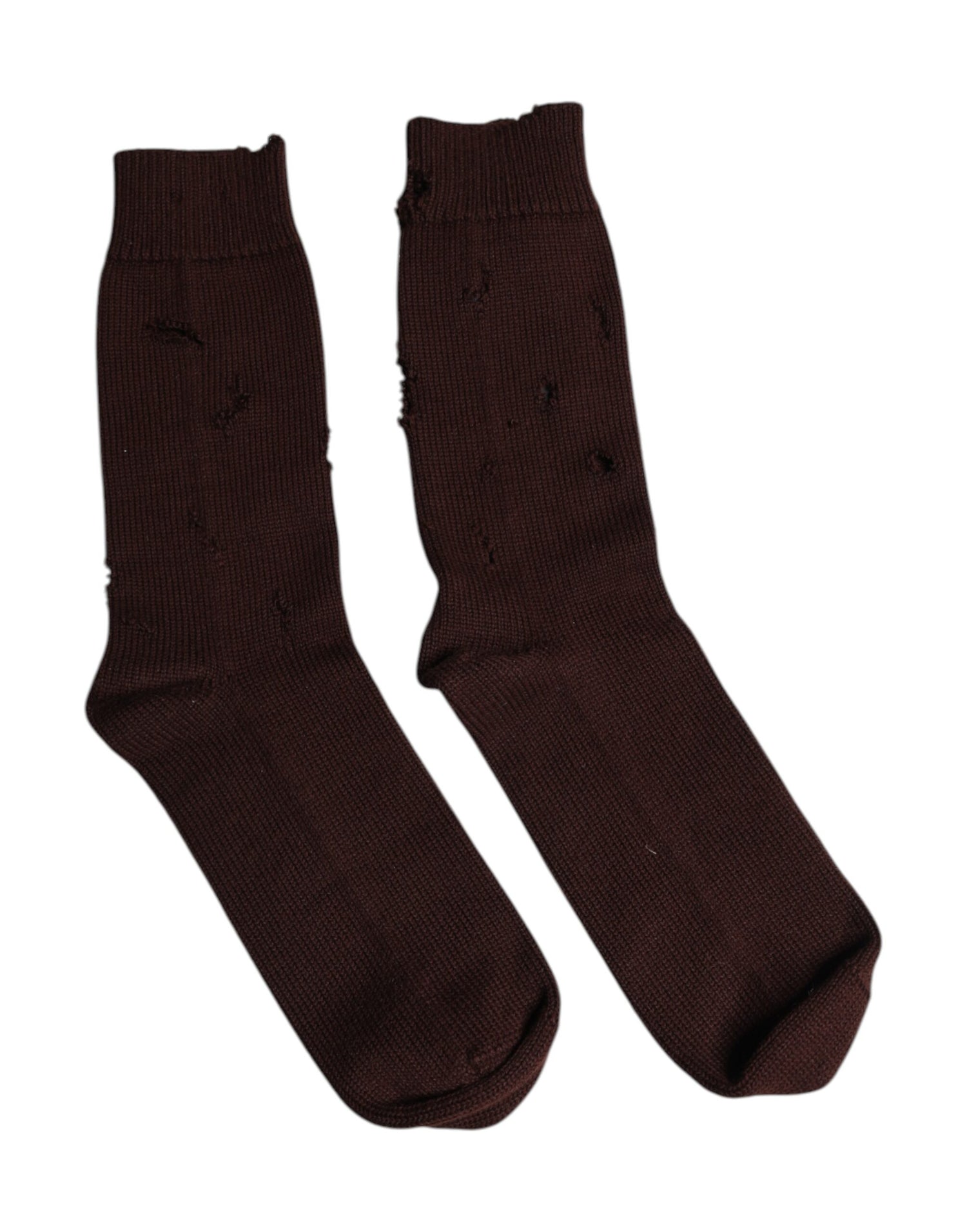 Dolce &amp; Gabbana Brown Solid Cotton Stretch Mid Calf Socks