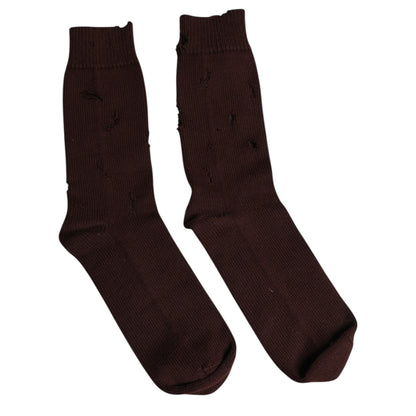 Dolce &amp; Gabbana Brown Solid Cotton Stretch Mid Calf Socks