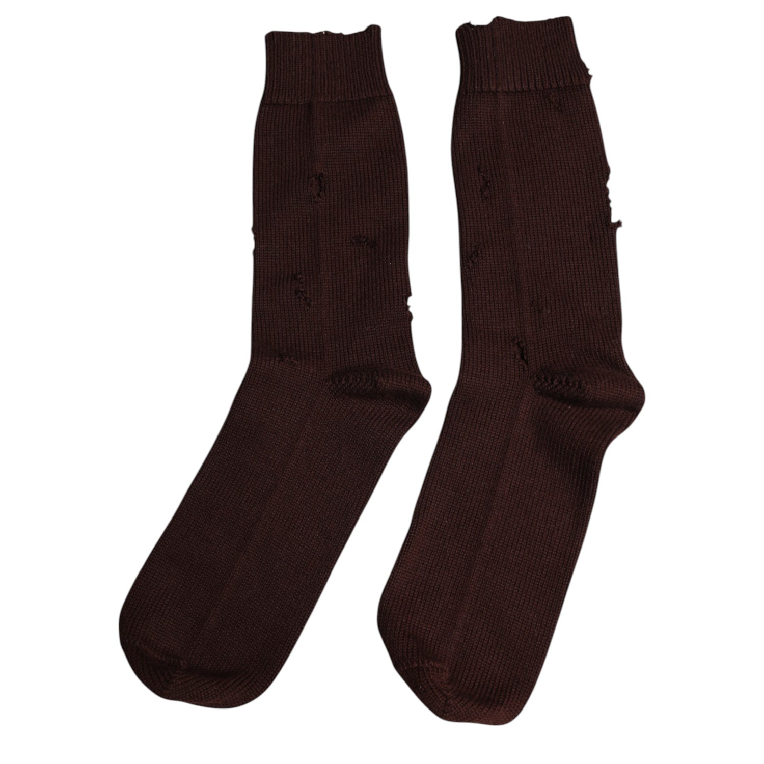 Dolce &amp; Gabbana Brown Solid Cotton Stretch Mid Calf Socks