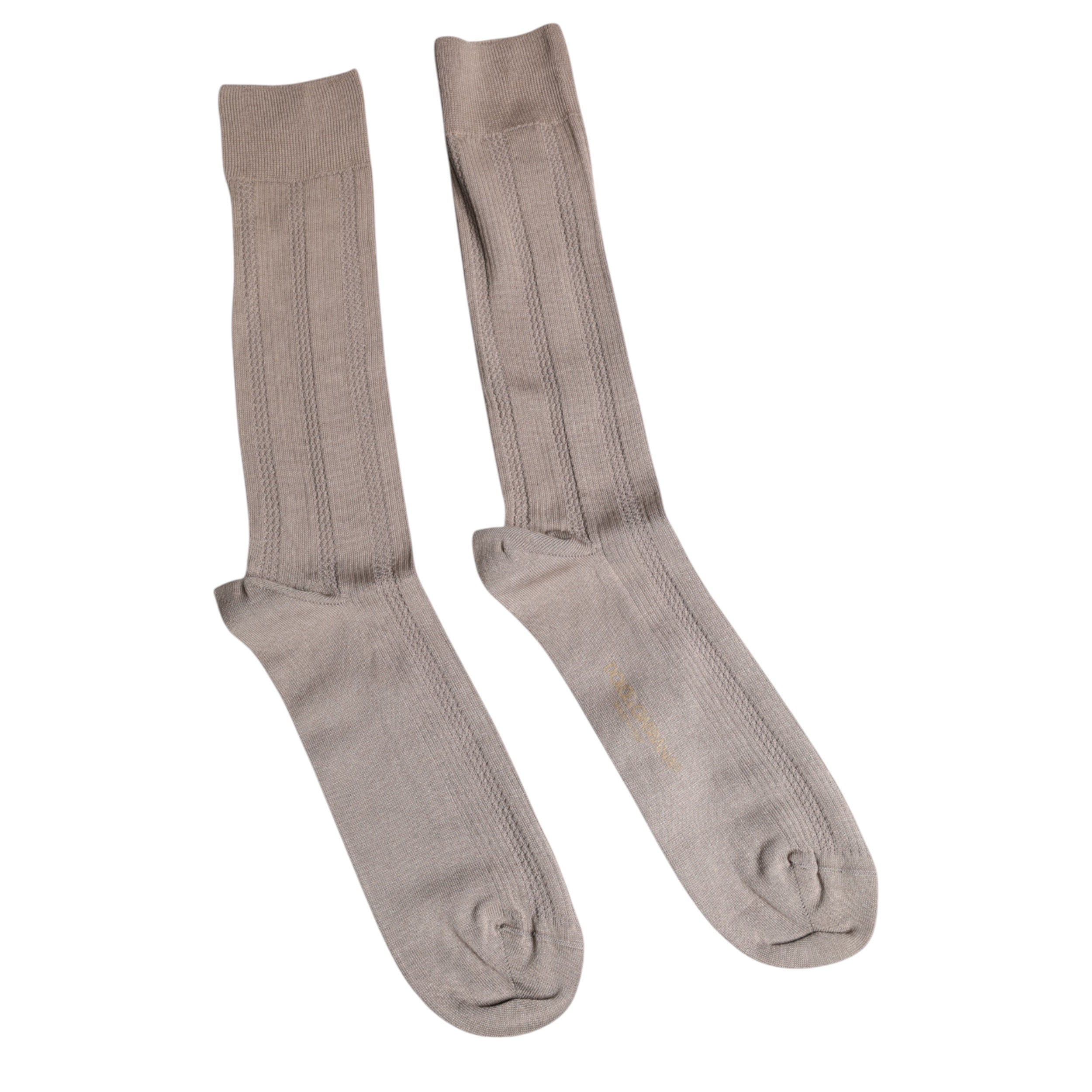 Dolce &amp; Gabbana Brown Cotton Stretch Logo Over Calf Socks