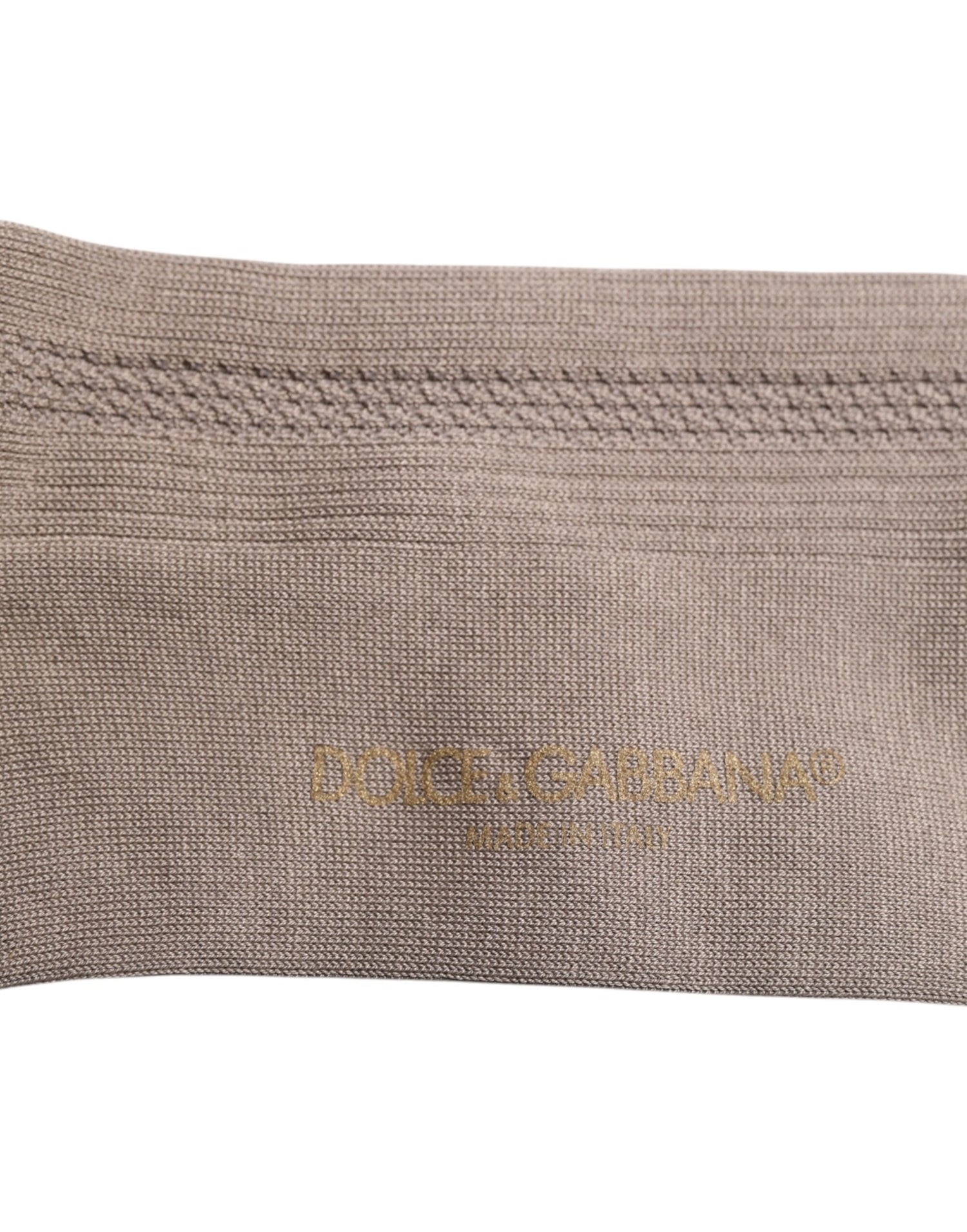 Dolce &amp; Gabbana Brown Cotton Stretch Logo Over Calf Socks