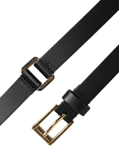 Dolce &amp;amp; Gabbana Svart Klassiskt Guldfärgat Metallbälte med Logotypspänne