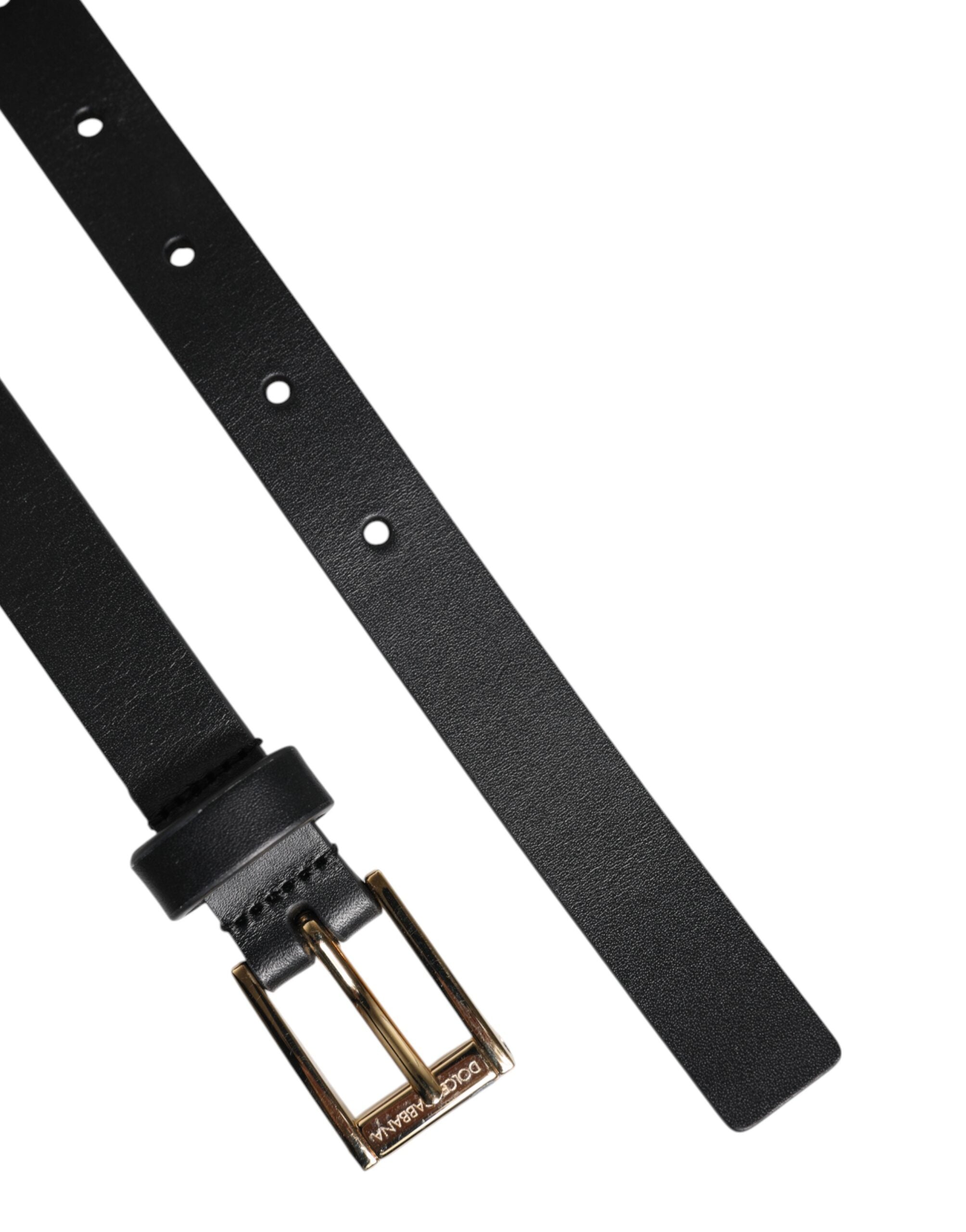 Dolce &amp;amp; Gabbana Svart Klassiskt Guldfärgat Metallbälte med Logotypspänne