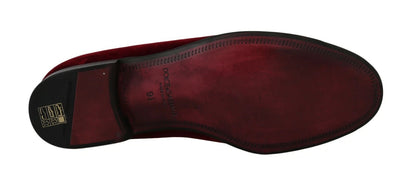 Dolce &amp;amp; Gabbana Bordeaux Sammetsloafers Gun Horseshoe Skor