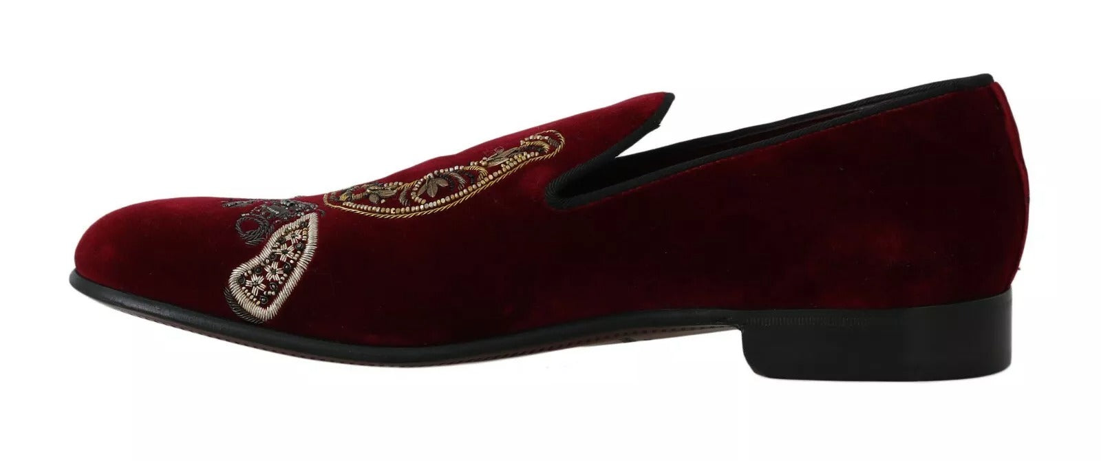 Dolce &amp;amp; Gabbana Bordeaux Sammetsloafers Gun Horseshoe Skor