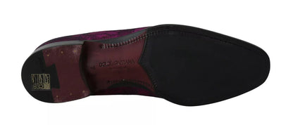 Dolce &amp; Gabbana Purple Jacquard Loafers Dress Formal Shoes