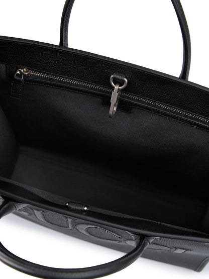Gucci svart läderlogotyp mellanstor tygväska