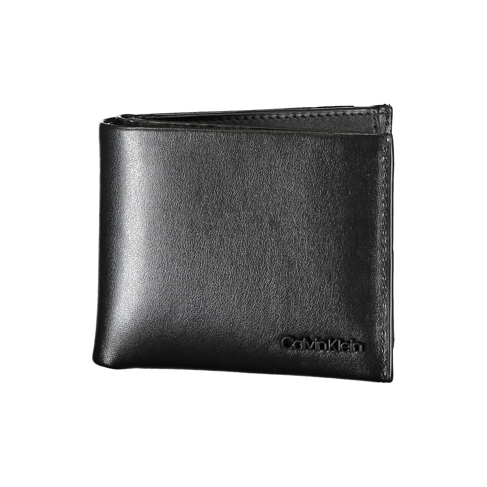 Calvin Klein elegant svart läderplånbok med dubbla fack