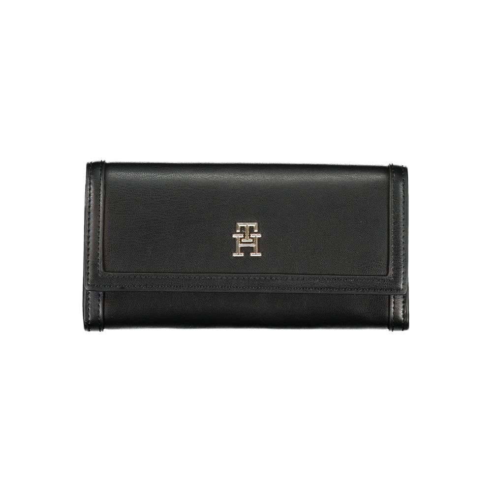 Tommy Hilfiger elegant svart plånbok med dubbla fack