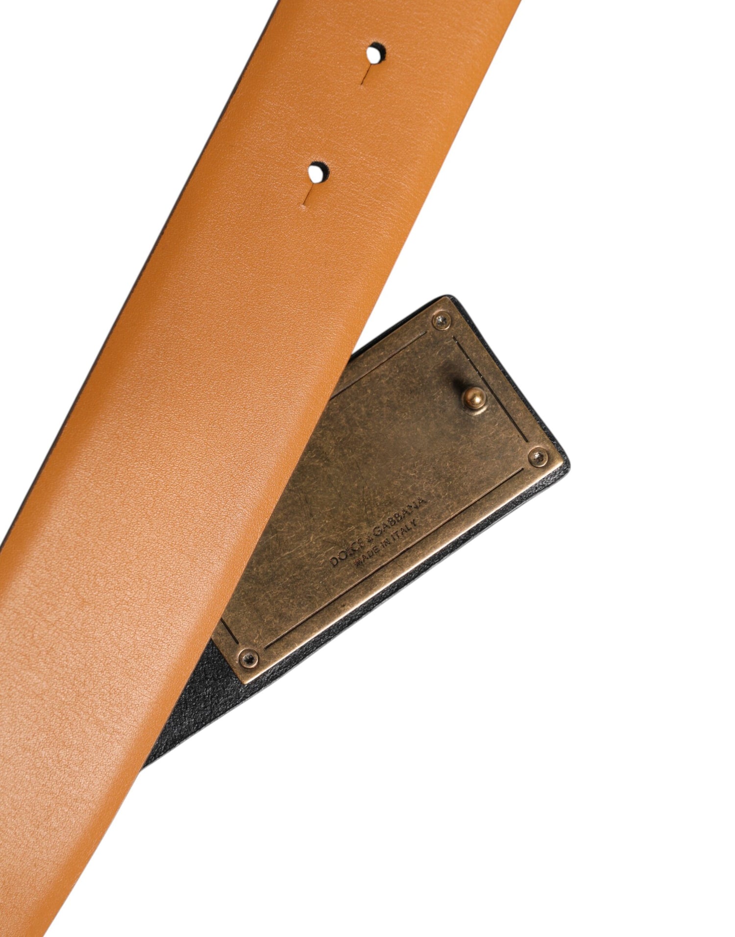 Dolce &amp; Gabbana Brown Leather Buckle DG Logo Embossed Belt