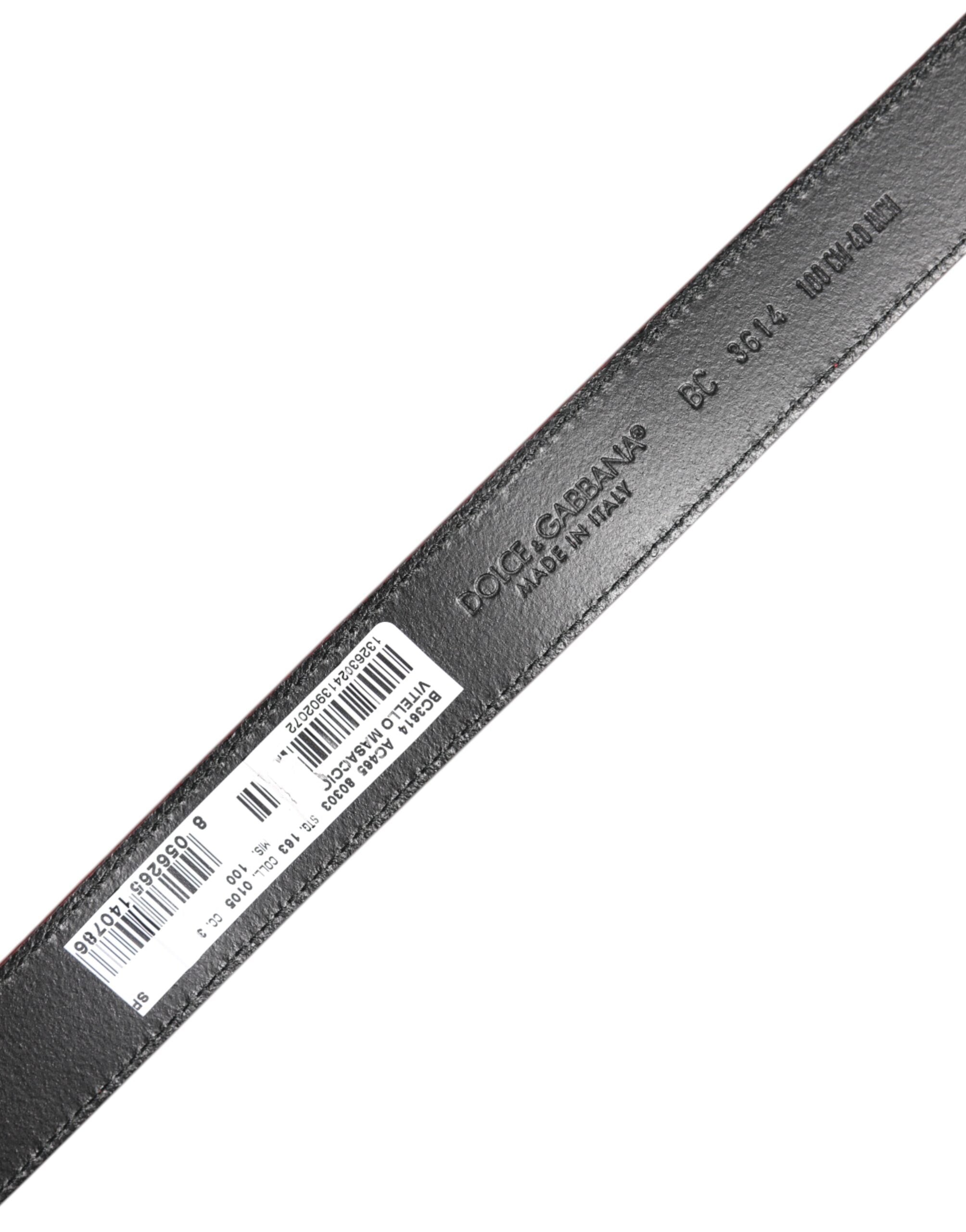 Dolce &amp; Gabbana Red Leather Silver Tone Metal Buckle Belt