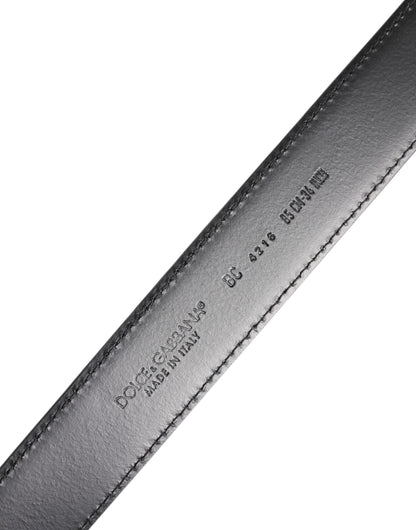 Dolce &amp; Gabbana Black Classic Calf Leather Silver Buckle Belt