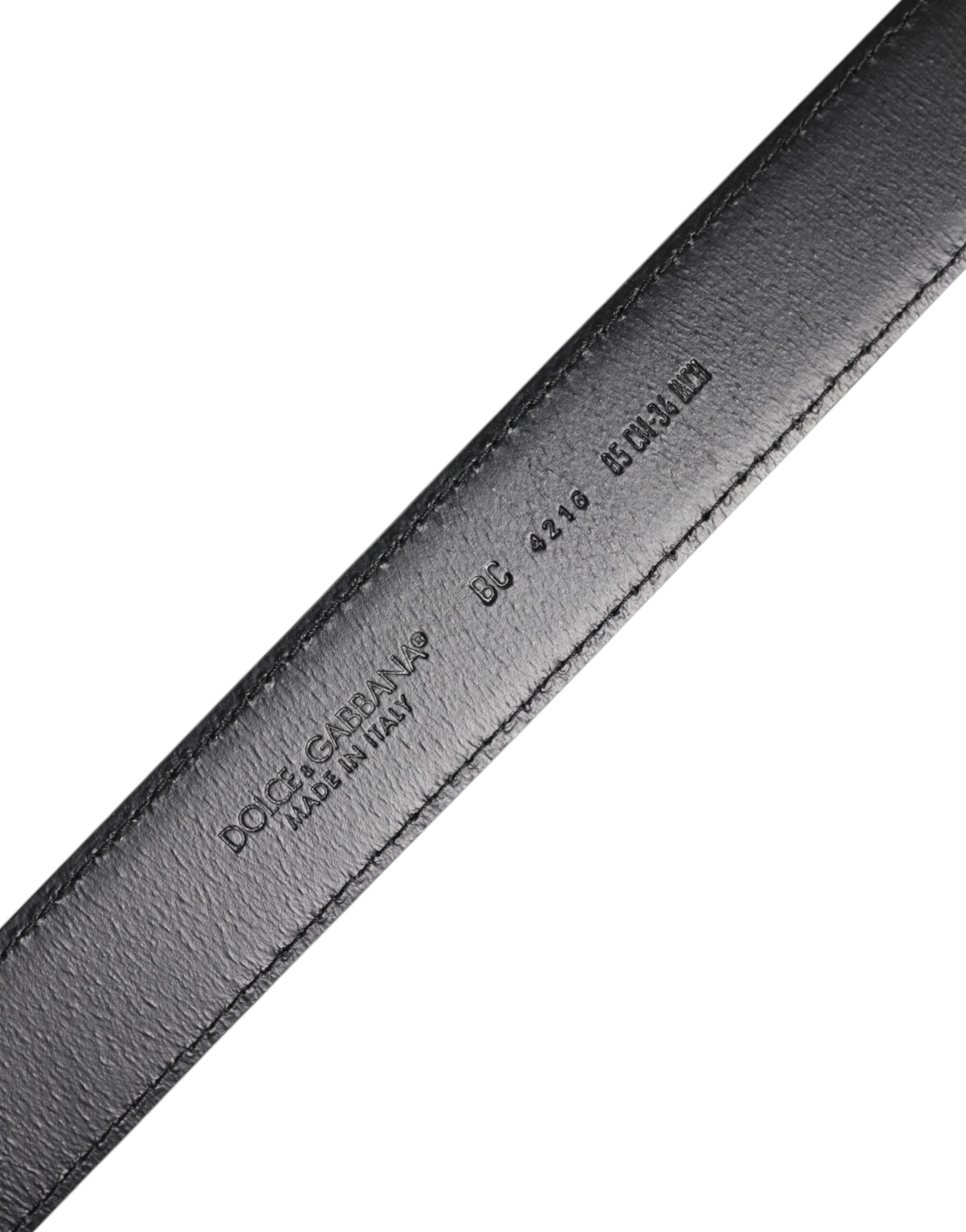 Dolce &amp; Gabbana Brown Classic Calf Leather Silver Buckle Belt