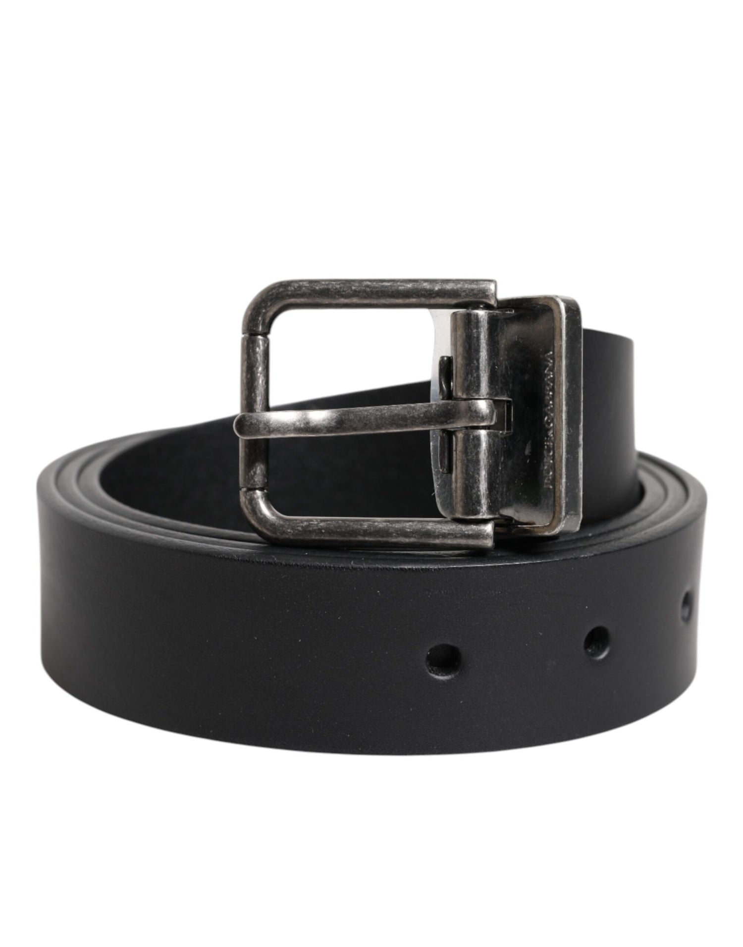 Dolce &amp; Gabbana Black Classic Leather Metal Buckle Belt