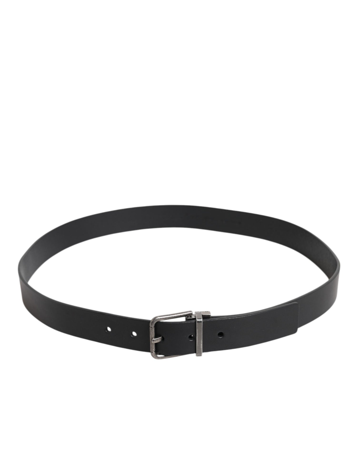 Dolce &amp; Gabbana Black Classic Leather Metal Buckle Belt