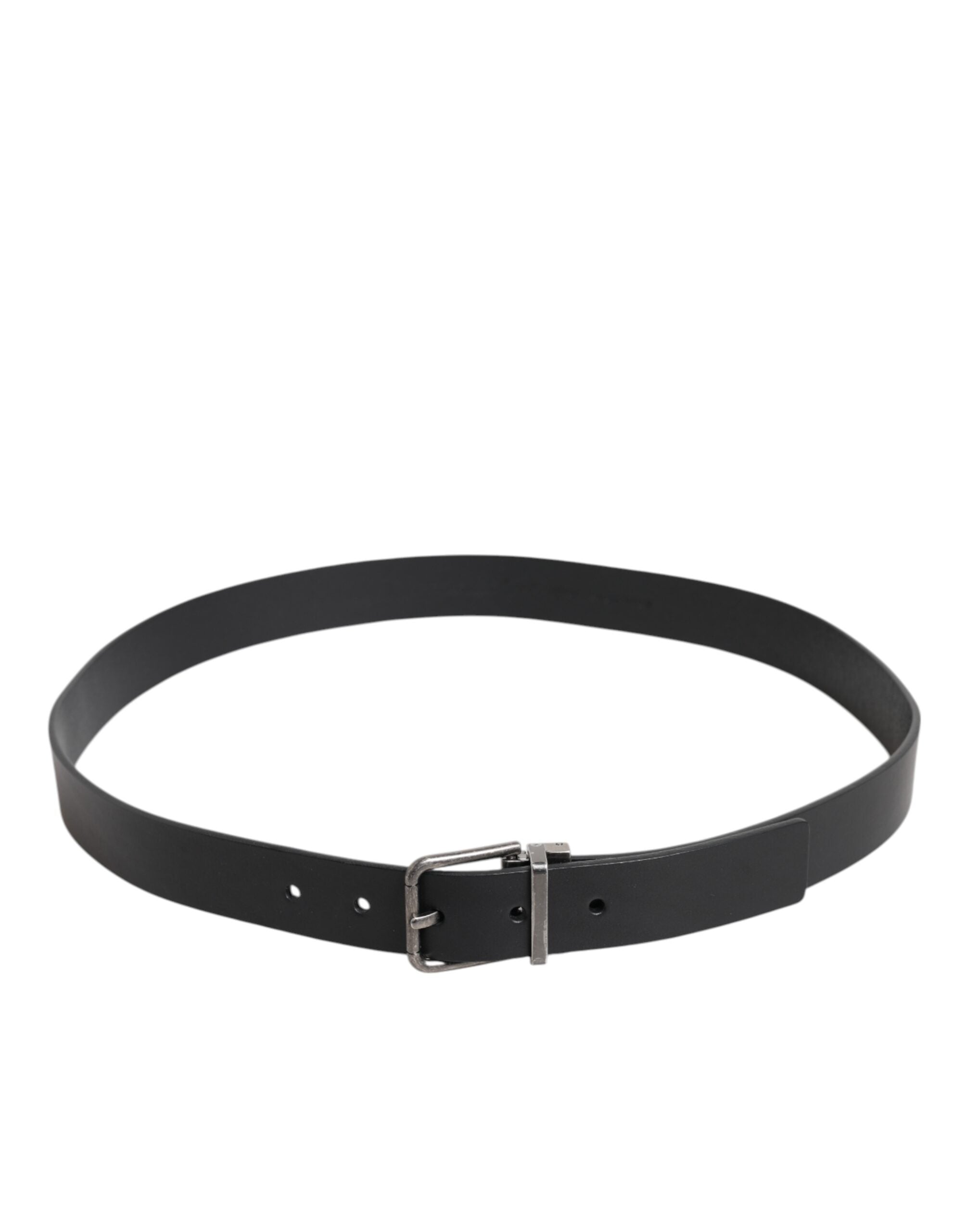 Dolce &amp; Gabbana Black Classic Leather Metal Buckle Belt