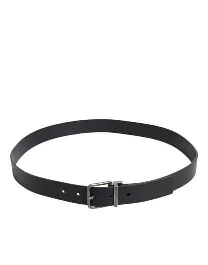 Dolce &amp; Gabbana Black Classic Leather Metal Buckle Belt