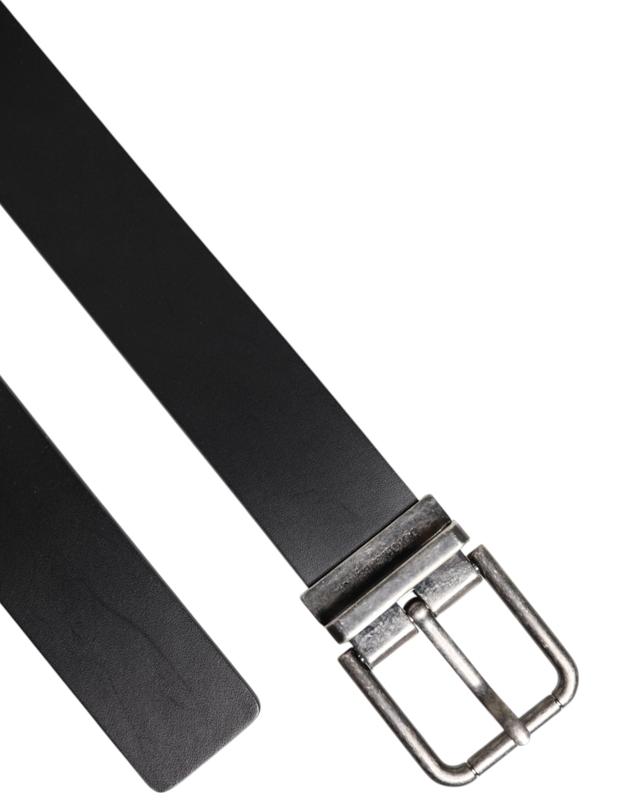 Dolce &amp; Gabbana Black Classic Leather Metal Buckle Belt