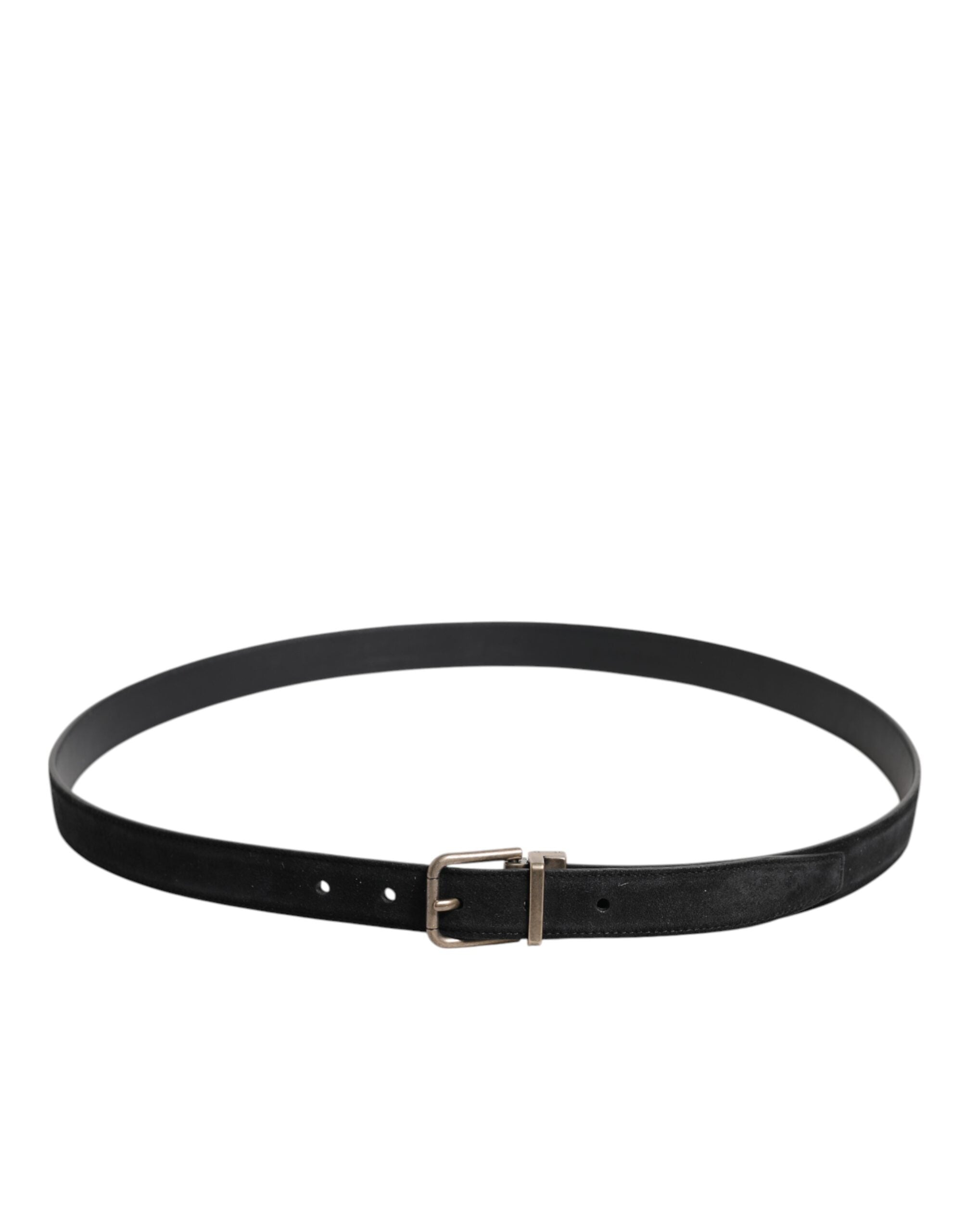 Dolce &amp; Gabbana Black Calf Leather Classic Metal Buckle Belt