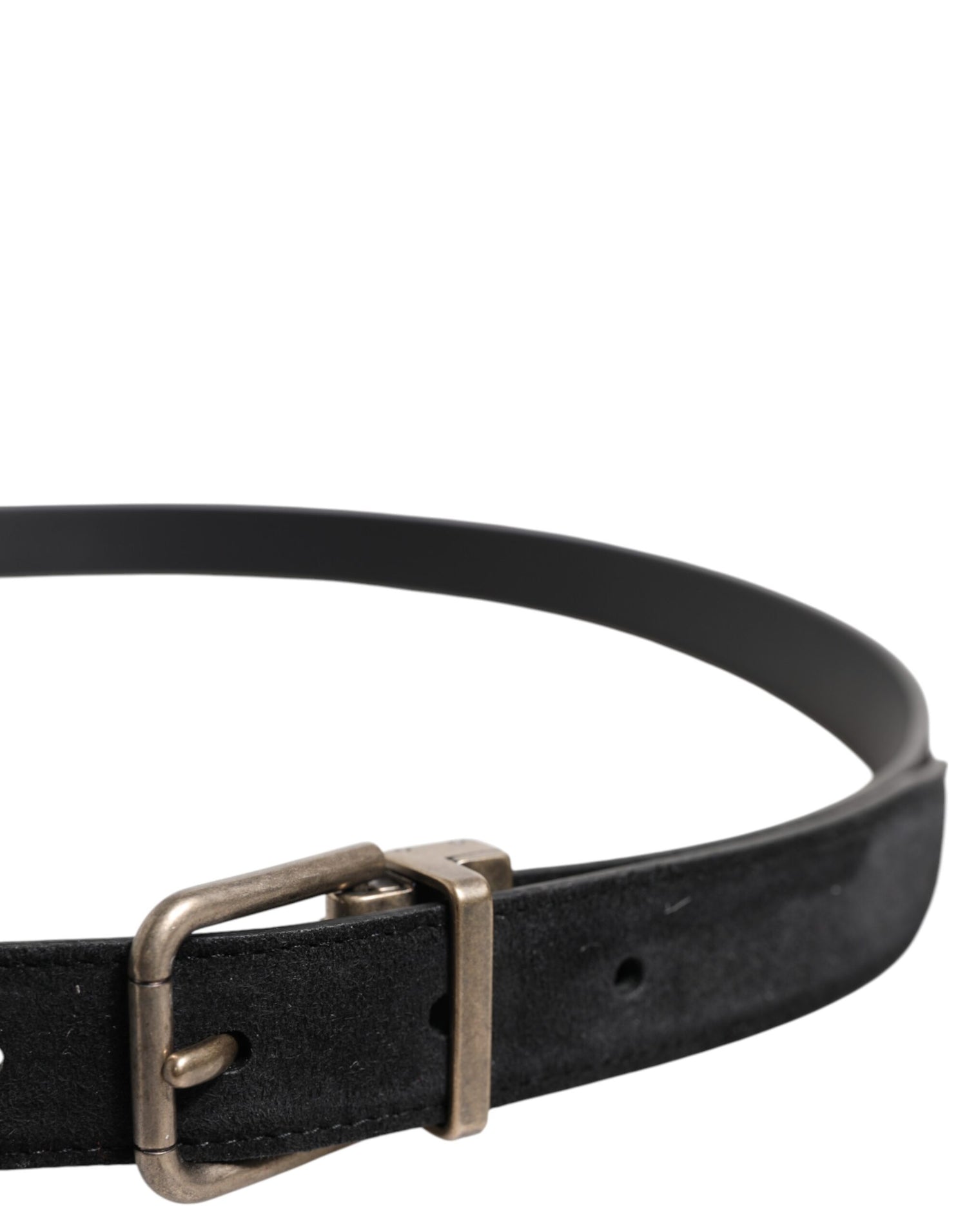 Dolce &amp; Gabbana Black Calf Leather Classic Metal Buckle Belt