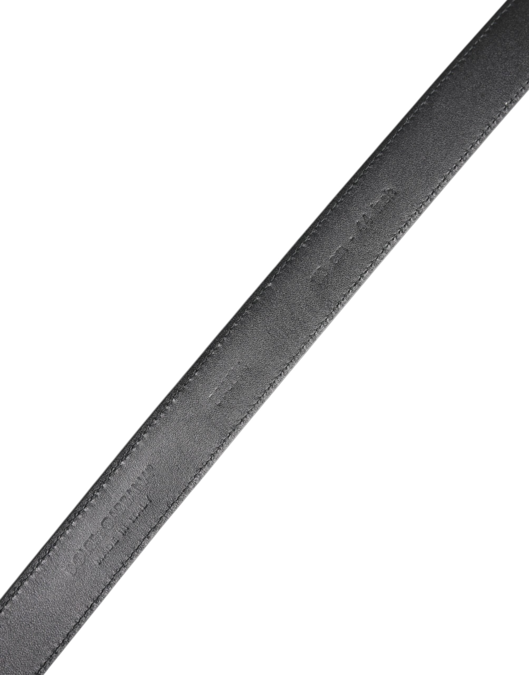 Dolce &amp; Gabbana Black Calf Leather Classic Metal Buckle Belt